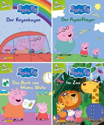 Alle Details zum Kinderbuch Nelson Mini-Bücher: 4er Peppa Pig 9-12: Das Buch von Mama Wutz; Der Papierflieger; Der Regenbogen; Im Zoo und ähnlichen Büchern