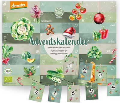Alle Details zum Kinderbuch Organic Seeds Advent Calendar 2025 - with 24 Varieties of Demeter Vegetable Seeds | DIY Calendar by Loveplants with Clips, Envelopes & String | Gift for Garden Lovers, Garden Friends & Gardeners und ähnlichen Büchern