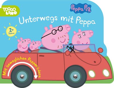 Alle Details zum Kinderbuch Peppa Pig Unterwegs mit Peppa: Pappebuch mit beweglichen Rädern für Kinder ab 2 Jahren und ähnlichen Büchern