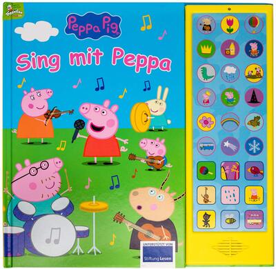 Alle Details zum Kinderbuch Peppa Pig - Sing mit Peppa - 27-Button-Soundbuch für Kinder ab 3 Jahren - mit bekannten Kinderliedern und Geräuschen - Peppa Wutz: Tönendes Buch und ähnlichen Büchern