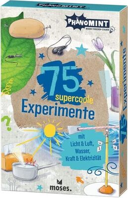 Alle Details zum Kinderbuch moses. PhänoMINT 75 supercoole Experimente mit Licht & Luft, Wasser, Kraft & Elektrizität | Magische Zaubertricks – naturwissenschaftlich fundiert | Kartenset für Kinder ab 7 Jahren und ähnlichen Büchern
