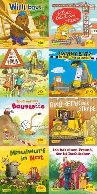 Alle Details zum Kinderbuch Pixi-8er-Set 276: Pixis Fahrzeuge auf der Baustelle (8x1 Exemplar) (276) und ähnlichen Büchern