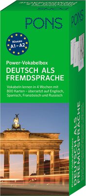 Alle Details zum Kinderbuch PONS Power-Vokabelbox Deutsch als Fremdsprache: Deutsch-Vokabeln lernen mit 800 Karten übersetzt auf Englisch, Spanisch, Französisch und Russisch und ähnlichen Büchern