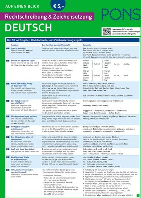 Alle Details zum Kinderbuch PONS Rechtschreibung und Zeichensetzung auf einen Blick Deutsch: Kompakte Übersicht: Schreiben lernen (PONS Auf einen Blick) und ähnlichen Büchern