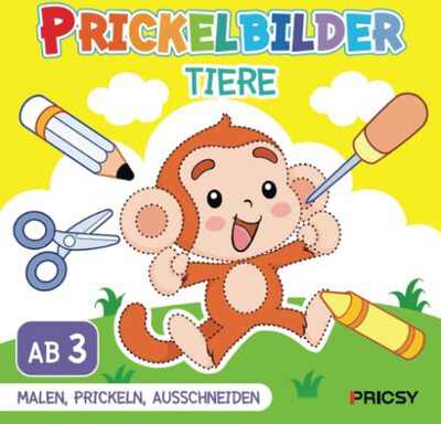 Alle Details zum Kinderbuch Prickelbilder Tiere: Basteln ab 3 Jahren mit 50 Prickelvorlagen für Kinder zum Ausmalen, Prickeln, Ausschneiden als Bastelbuch Geschenk für Mädchen und Jungen, ohne Prickelnadel Set und ähnlichen Büchern