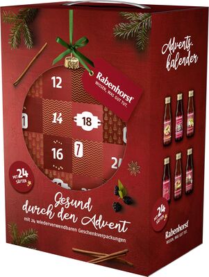 Alle Details zum Kinderbuch RABENHORST Juice Advent Calendar 2025 - 24 High-Quality Direct Juices in Glass Bottles (12 Different Varieties) - Vegan, No Added Sugar - Healthy Advent Calendar for Children and Adults und ähnlichen Büchern