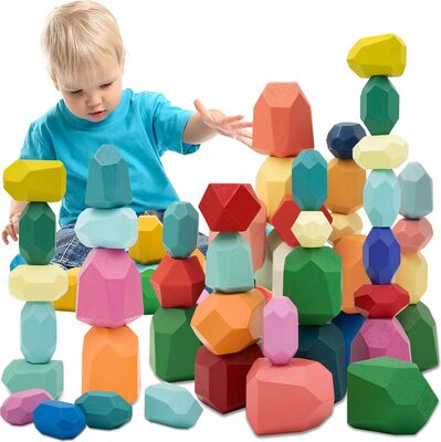 Alle Details zum Kinderbuch RunHero 39 Stück Stapelsteine Balanciersteine Montessori Holz Bauklötze Spielzeug für Kinder Stapelturm Grimms Holzbausteine Stapelsteine Motorikspielzeug Geschenk für Baby ab 1 2 3 4 5 6 7 8 Jahr und ähnlichen Büchern