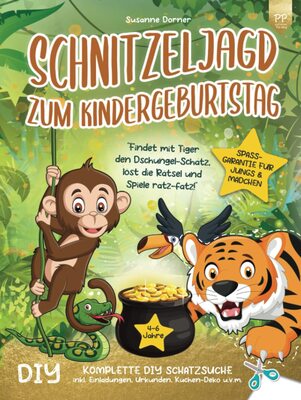 Alle Details zum Kinderbuch Schnitzeljagd Kindergeburtstag: 4 bis 6 Jahre | Findet mit Tiger den Dschungel-Schatz, löst die Rätsel und Spiele ratz-fatz! Komplette DIY Schatzsuche ... u.v.m. (Partyspiele - Schnitzeljagd Serie) und ähnlichen Büchern