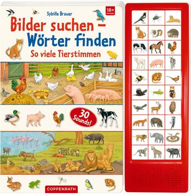 Alle Details zum Kinderbuch So viele Tierstimmen: 30 Sounds (Bilder suchen – Wörter finden) und ähnlichen Büchern