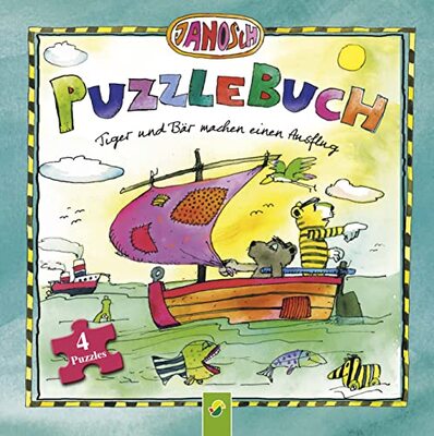 Alle Details zum Kinderbuch Janosch Puzzlebuch - Tiger und Bär machen einen Ausflug. Für Kinder ab 4 Jahren: Geschichtenbuch mit 4 Puzzles mit je 12 Teilen. Ein Kinderbuch für alle Fans von Janosch, Tigerente und der Panama-Welt und ähnlichen Büchern