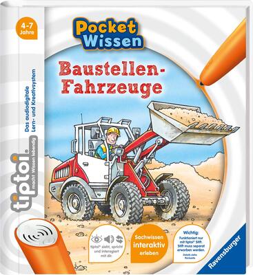 Alle Details zum Kinderbuch tiptoi® Baustellen-Fahrzeuge (tiptoi® Pocket Wissen) und ähnlichen Büchern