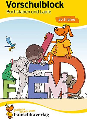 Alle Details zum Kinderbuch Vorschulblock ab 5 Jahre für Junge und Mädchen - Buchstaben und Laute: Bunter Rätselblock - Förderung mit Freude (Übungshefte und -blöcke für Kindergarten und Vorschule, Band 628) und ähnlichen Büchern