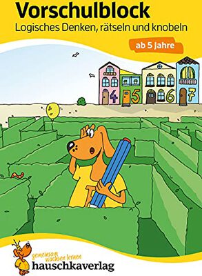 Alle Details zum Kinderbuch Vorschulblock ab 5 Jahre für Junge und Mädchen - Logisches Denken, rätseln und knobeln: Bunter Rätselblock - Förderung mit Freude (Übungshefte und -blöcke für Kindergarten und Vorschule, Band 624) und ähnlichen Büchern