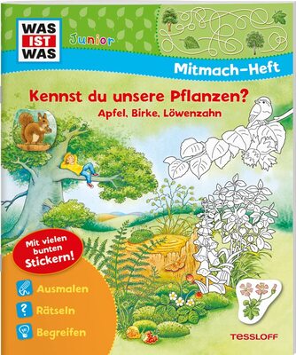 Alle Details zum Kinderbuch WAS IST WAS Junior Mitmach-Heft. Kennst du unsere Pflanzen?: Apfel, Birke, Löwenzahn (WAS IST WAS Junior Mitmach-Hefte) und ähnlichen Büchern