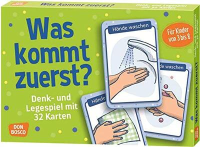 Alle Details zum Kinderbuch Was kommt zuerst?: Denk- und Legespiele mit 32 Karten und Begleitheft. Spielerisches Erlernen der chronologischen Reihenfolge. Konzentration üben & ... von 3 bis 8 (Denk- und Legespiele für Kinder) und ähnlichen Büchern