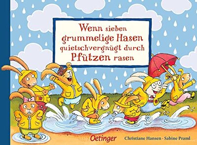 Wenn sieben grummelige Hasen quietschvergnügt durch Pfützen rasen: Fröhliches Pappbilderbuch gegen schlechte Laune für Kinder ab 2 Jahren (Die sieben kleinen Hasen) bei Amazon bestellen