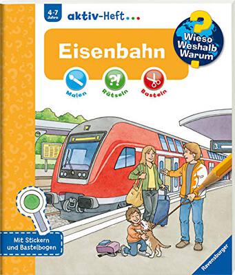 Alle Details zum Kinderbuch Wieso? Weshalb? Warum? aktiv-Heft: Eisenbahn: Mit Stickern und Bastelbogen und ähnlichen Büchern