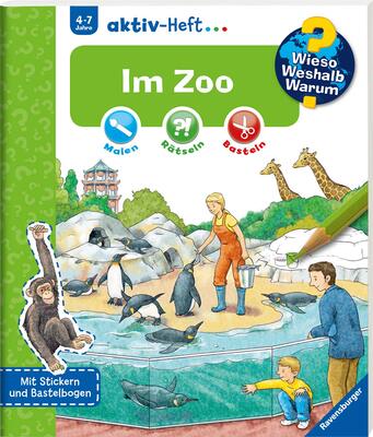 Alle Details zum Kinderbuch Wieso? Weshalb? Warum? aktiv-Heft: Im Zoo: Mit Stickern und Bastelbogen. Malen, Rätseln, Basteln und ähnlichen Büchern