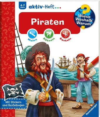 Alle Details zum Kinderbuch Wieso? Weshalb? Warum? aktiv-Heft: Piraten: Malen, Rätseln, Basteln. Mit Stickern und Bastelbogen und ähnlichen Büchern