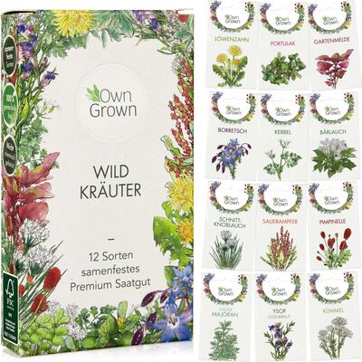 Wild Herb Seed Set: 12 Varieties of Wild Herb Seeds for Balcony and Garden - Wild Garlic Seeds, Purslane Seeds, Cut Garlic Seeds, Sorrel Seeds, Dandelion Seeds - Herb Seeds, OwnGrown Herbs bei Amazon bestellen