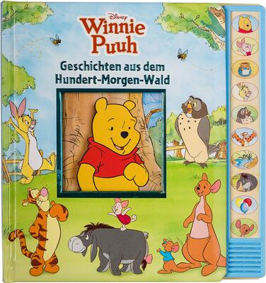 Alle Details zum Kinderbuch Disney Winnie Puuh - Geschichten aus dem Hundert-Morgen-Wald - Vorlese-Pappbilderbuch mit 10 Geräuschen - Soundbuch: Vorlese-Pappbilderbuch mit 10 Melodien - Kinderlieder und ähnlichen Büchern