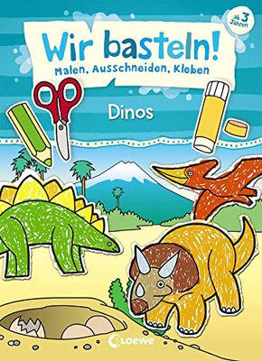 Alle Details zum Kinderbuch Wir basteln! - Malen, Ausschneiden, Kleben - Dinos: Beschäftigung für Kinder ab 3 Jahre und ähnlichen Büchern
