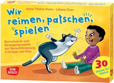 Alle Details zum Kinderbuch Wir reimen, patschen, spielen: Sprechverse und Bewegungsspiele zur Sprachförderung in Krippe und Kita. Lustige Fingerspiele und Mitmachreime, die ... (30 Reime für Kleine auf Bildkarten) und ähnlichen Büchern